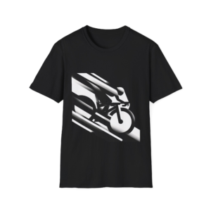 Cyclist Graphic T-Shirt — Monochrome Speed Bike Design