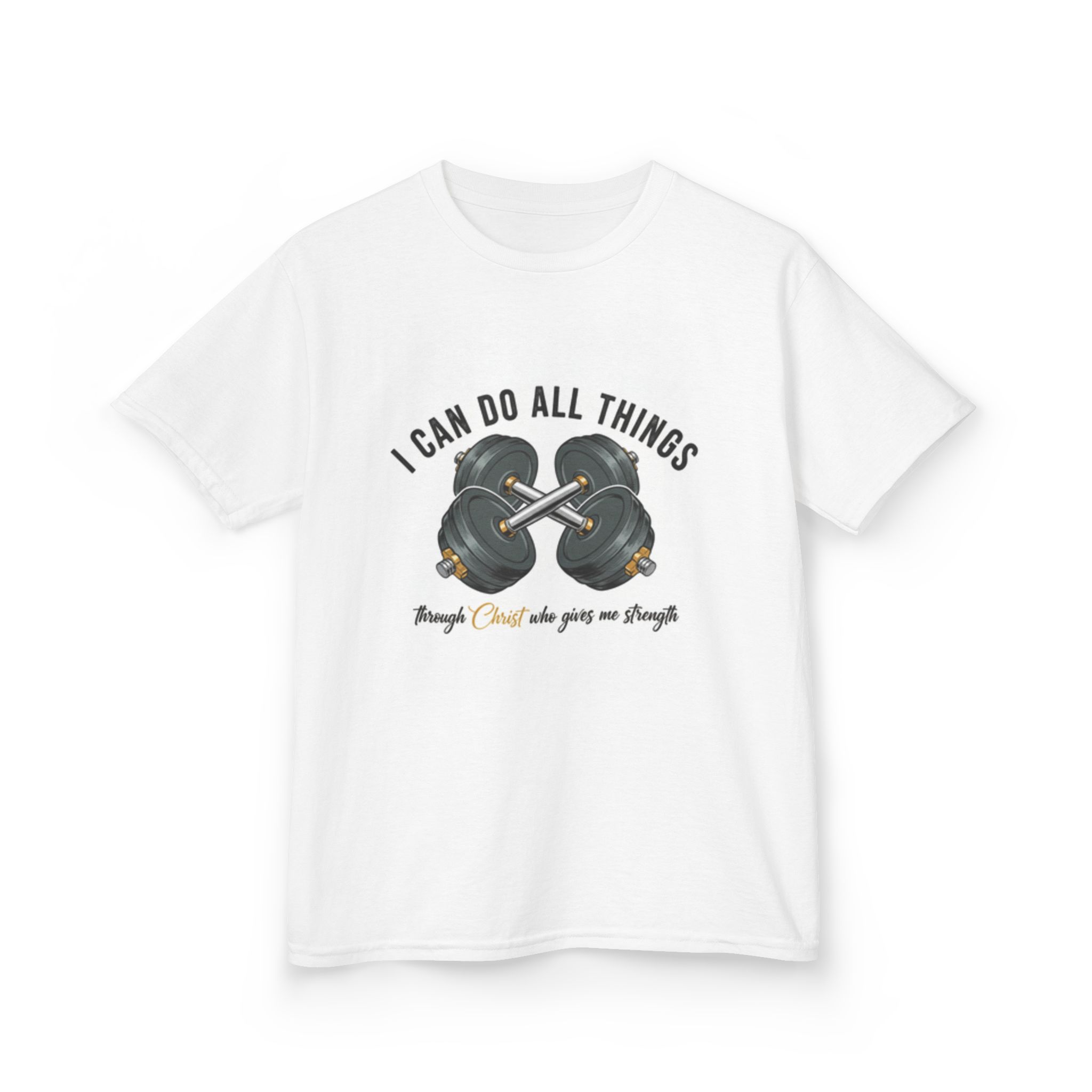 Kids T-Shirt — "I Can Do All Things" Barbell Faith Tee - Image 3