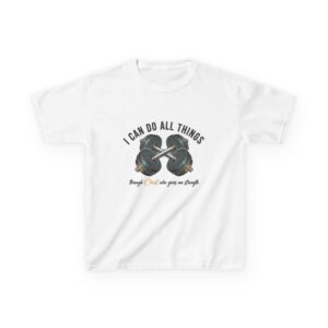 Kids T-Shirt — "I Can Do All Things" Barbell Faith Tee