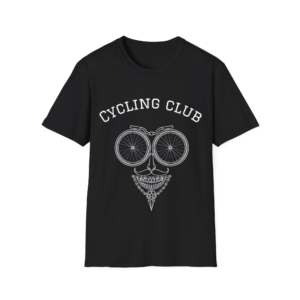 Cycling Club Skull Graphic T-Shirt — Vintage Bike Wheels Design
