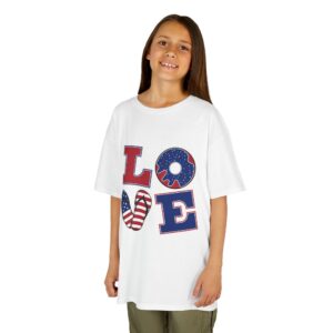 Patriotic "LOVE" Kids Tee — American Flag 4th of July Shirt